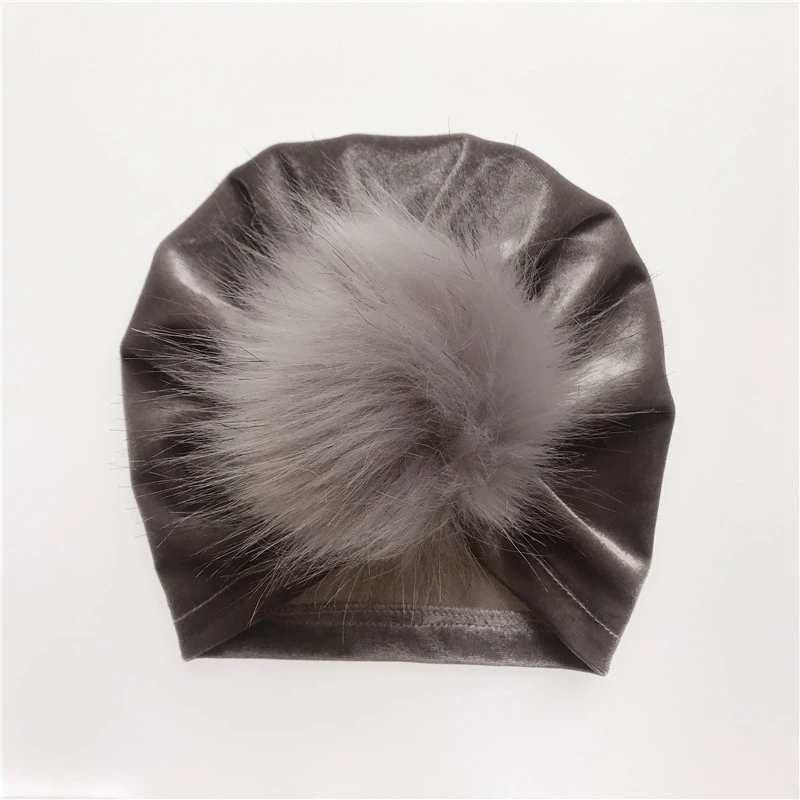 WZCX Hairball осень зима модный бархатный детский головной убор Повседневная однотонная шапка