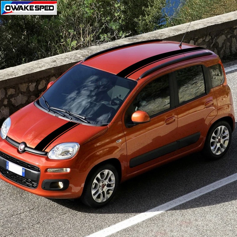 Car Hood Roof Tail Decor Stickers For-Fiat Panda Corss 4X4 OFF RAOD Stripes Exterior Auto Body Engine Cover Vinyl Decals  (2)