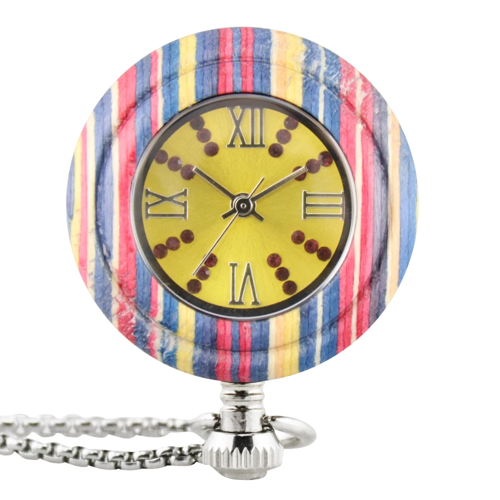 Women Wooden Quartz Pocket Watch Roman Numerals Gift for grils Fashion подарок карманные часы 