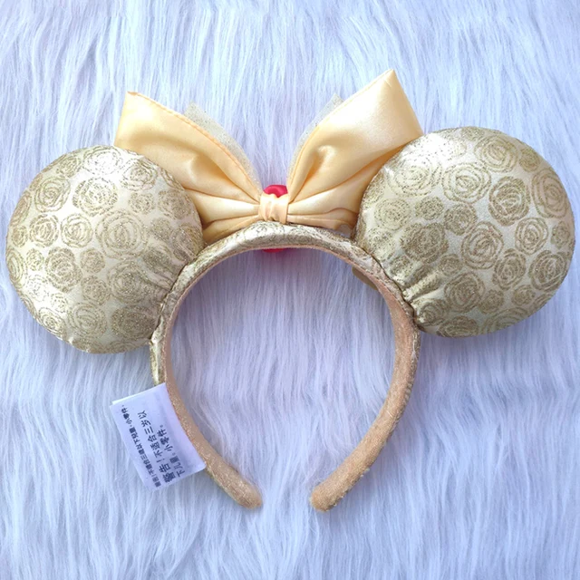 Disney Beauty And The Beast Princess Belle Headband Disneyland Mickey Minnie Ears Plush Headwear Children Toys Party Decoration 2