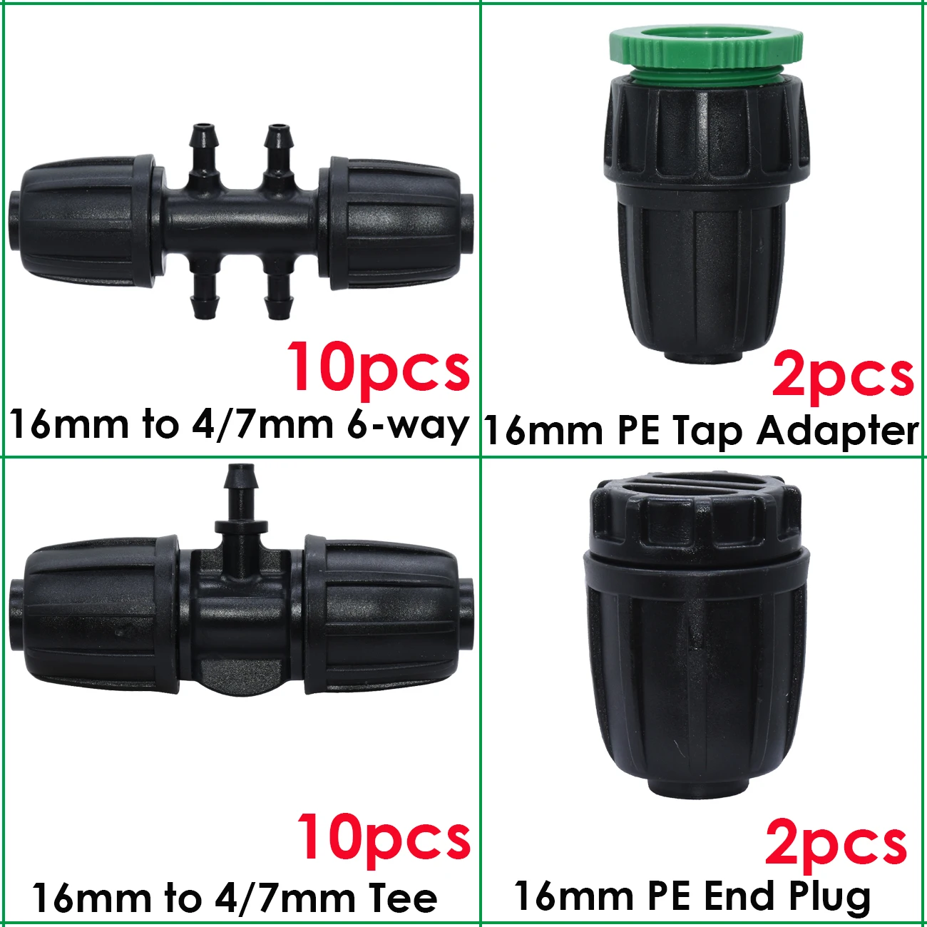 KESLA 1/2''PE Schlauch-Wassertropfbewässerungsanschluss mit Verschlusskappe auf 4/7 mm 16 mm Schlauch-T-Kupplungsadapter, gleicher Endstopfen für den Garten – Detail 3