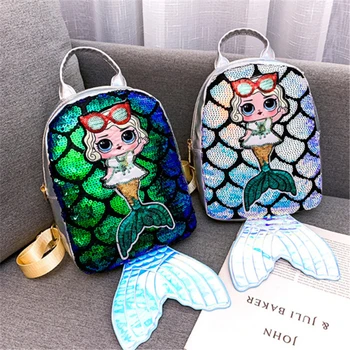 

Women Girls Mermaid Sequin Backpack Bag Cute Backpack Student Rucksack Book School Travel Hiking Fashion Mini Bag
