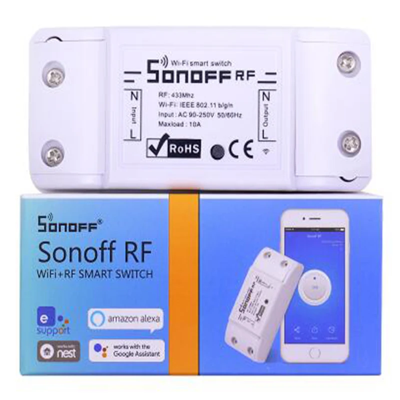 Интеллектуальный выключатель света Sonoff RF DIY Переключатель Wi-Fi, интеллигентая(ый) Беспроводной модули для автоматизации умного дома, 433 МГц RF пульт Управление Совместимость с IOS и Android