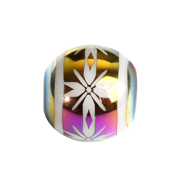 20pcs Round Porcelain Beads With High Quality Cruciate Flower Patterned Beads For DIY Making Bracelet Necklace Jewelry Colorful