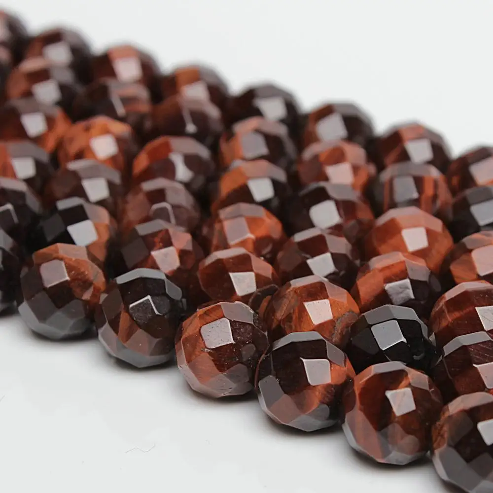 

Natural Round AAA Red Tiger Eye 64cut Faceted Woodstone Gemstone Loose Beads 6 8 10mm For Necklace Bracelet DIY Jewelry Making