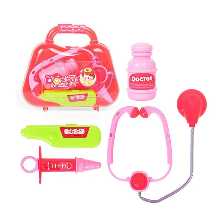 

Hot Selling Doctor Set Echometer Play Syringe Portable Box Children Small Doctor Model Toy Set Play House Toys