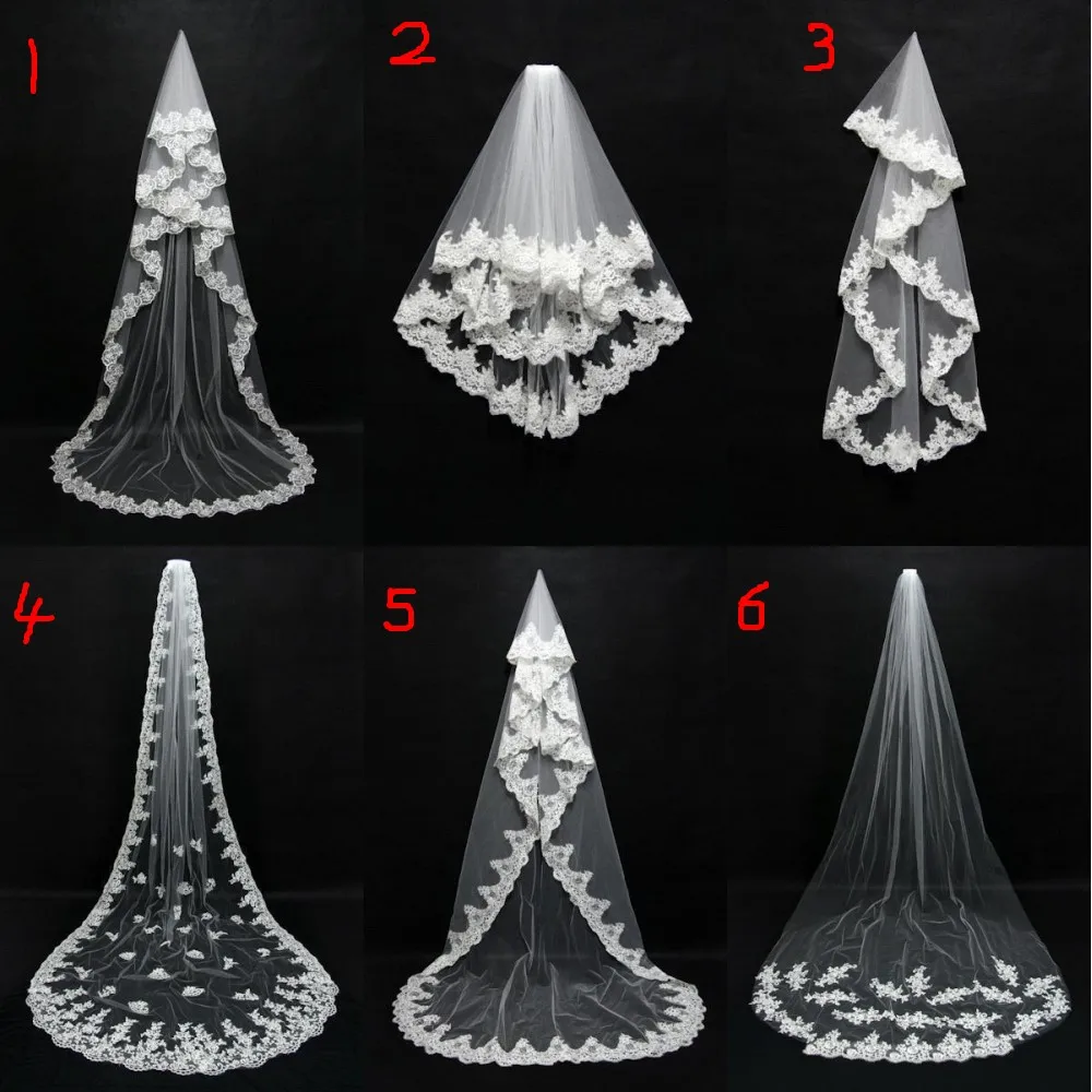 One Layer Lace Edge White Ivory Cathedral Wedding Veil With Comb Long Bridal Veils bride voile mariage Wedding Accessories 2019 One Layer Lace Edge White Ivory Cathedral Wedding Veil With Comb Long Bridal Veils bride voile mariage Wedding Accessories 2019