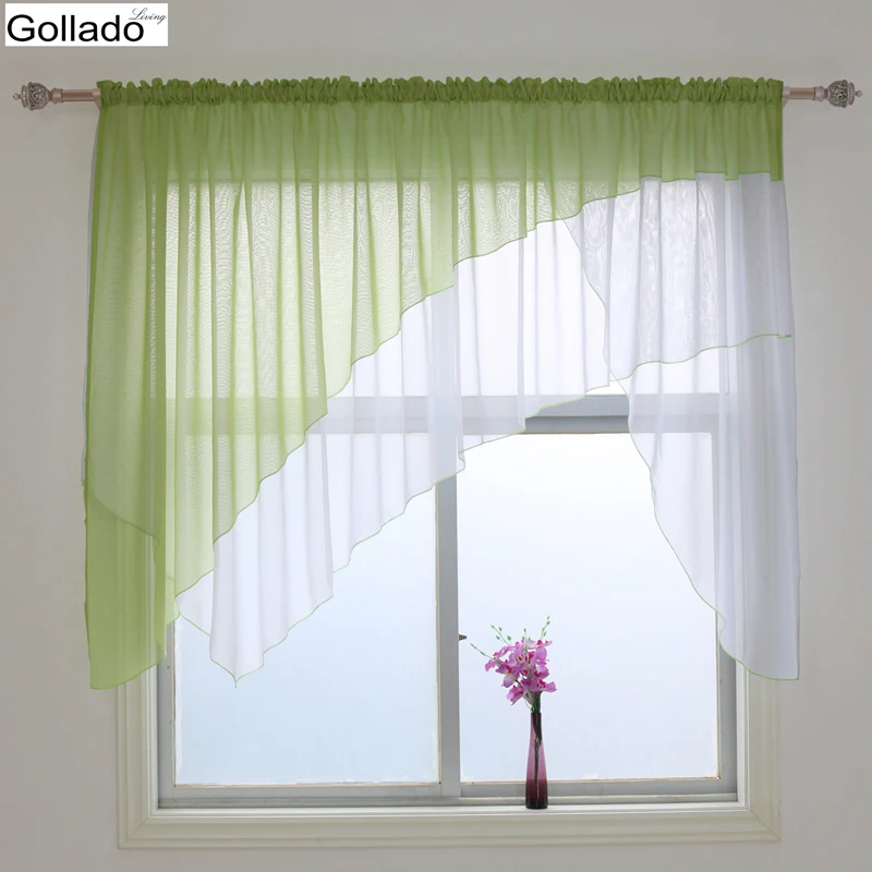 Comprar Nuevo diseño de Europa borde biselado Irregular sala de estar cortinas corta transparente cocina cortina para balcón, ventanas 1 Uds