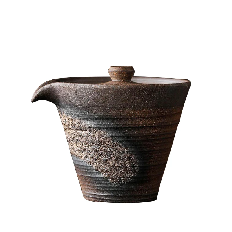 

Ceramic Gaiwan Tea Tureen Vintage Coarse Pottery Gai Wan Cup Saucer Set Tea Bowl Drinkware Kung Fu Teaware Crafts As Decoration