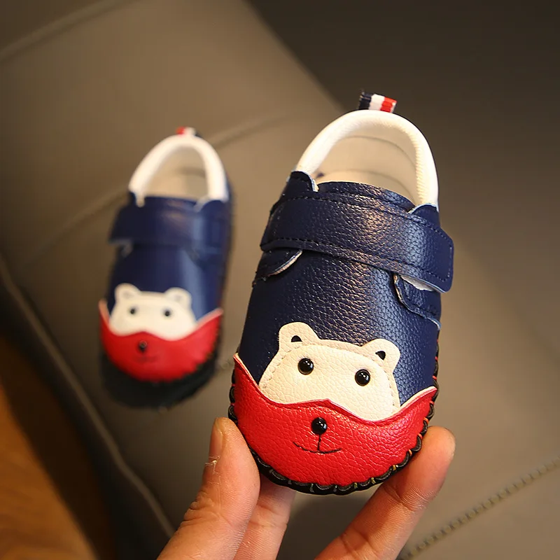 T-107 Blue Классические для новорожденных, для маленьких мальчиков и девочек, которые только начинают ходить малыша мягкая подошва тапочки; нескользящая подошва; с принтом из мультфильма Повседневная обувь Весенняя одежа для малышей, обувь - Цвет: T-107 Blue