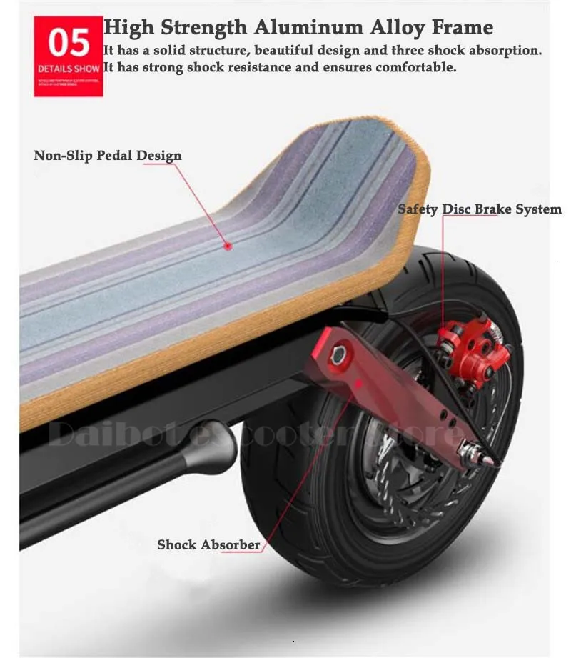 Daibot Off Road Electric Skateboard Two Wheels Electric Scooters Double Drive 10 Inch 500W Foldable Powerful Electric Scooter (14)