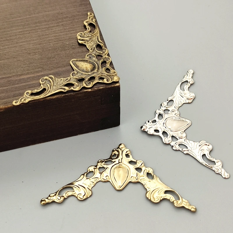 30 Pcs Metal Corner Brackets Gold Bronze Color Angle Corner Brackets Notebook Cover Photo Frame Furniture Protector Decorative