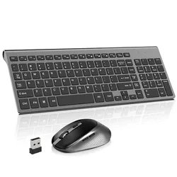 2.4G Wireless Keyboard Mouse Russia/Spain/USA/France/Italy/Germany/United Kingdom Layout With Number Keys.Full Size Design Black