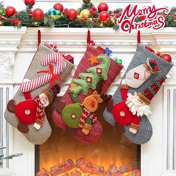 

New Year Christmas Stocking Sack Xmas Gift Candy Bag Noel Christmas Decorations for Home Natal Navidad Sock Christmas Tree Decor