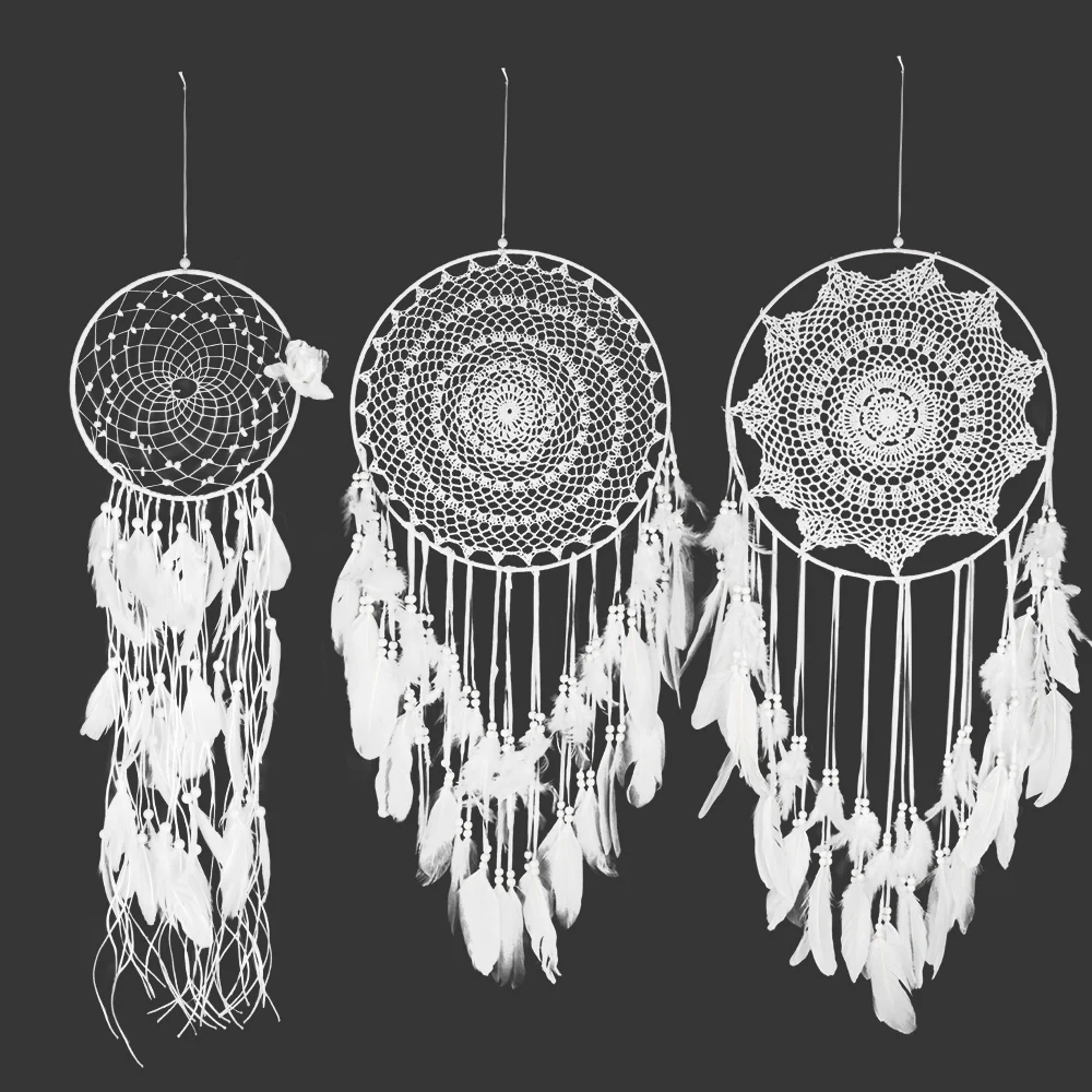 

Large Size Dreamcatcher Nordic Style Dream Catcher Christmas Decoration Home Decor White Wind Chimes Dreamcatcher #