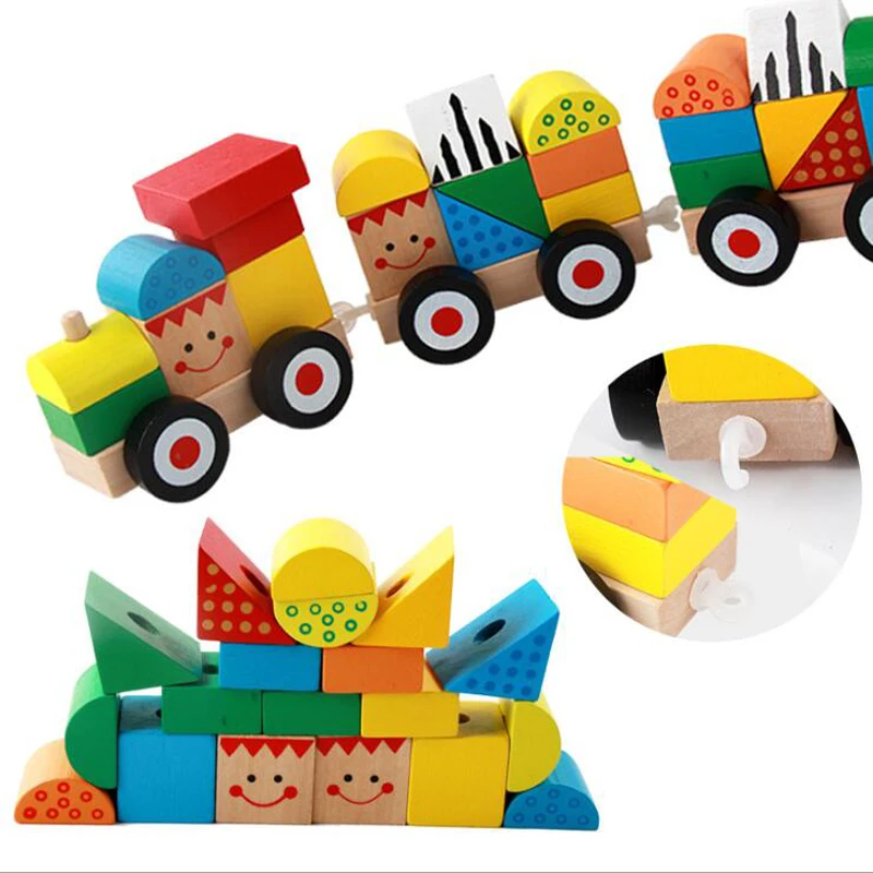 Wooden Trains Toys Track Railway Vehicles Toys Wood Locomotive Cars For Children Kids Gift Trains Model