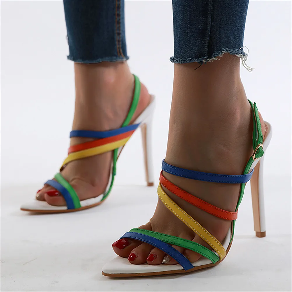 

Doratasia 2020 sexy thin high heels party summer sandals woman shoes women colorful slingback elegant lady sandals female