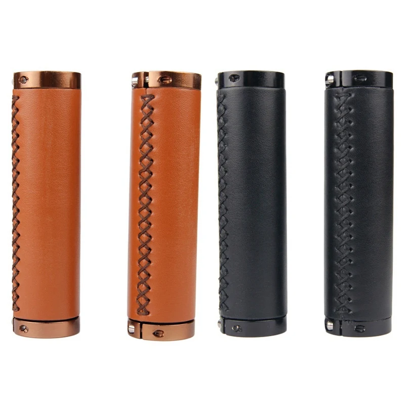 

1 Pair PU Leather Bicycle Handlebar Grip Retro Soft Comfortable Grips Lock-on Mountain Bike Handlebar Cover Bicycle Accessories