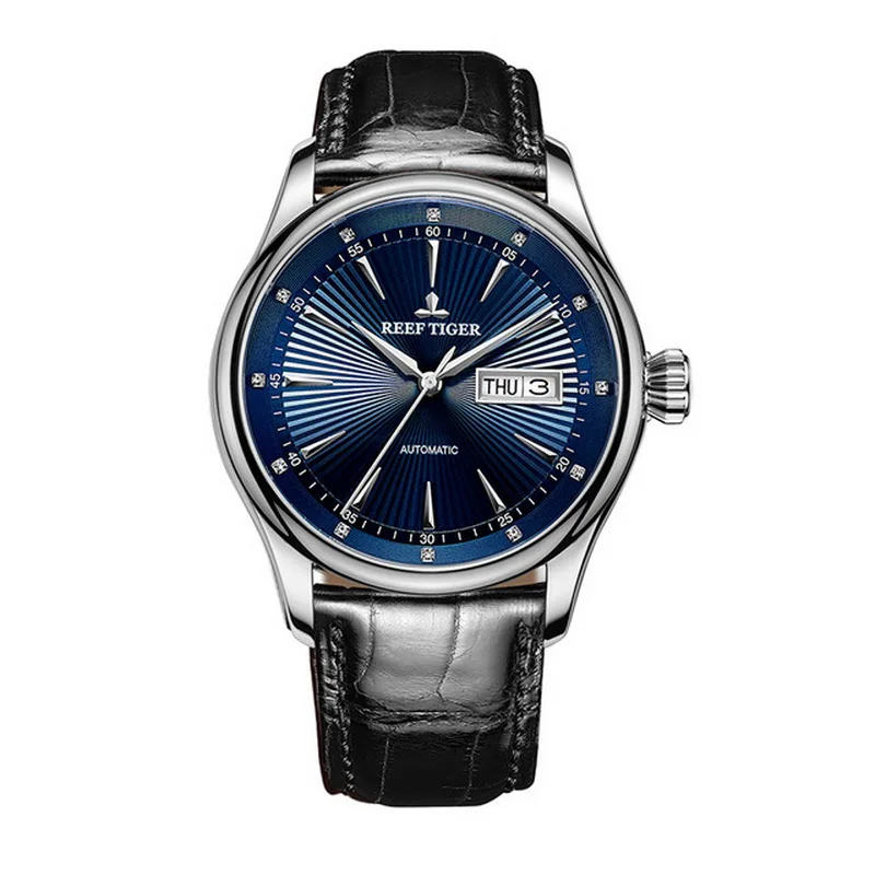 automatic watch p8 Мужские автоматические часы, наручные часы, мужские часы Reef Tiger, Роскошные водонепроницаемые механические наручные часы с кожаным ремешком, мужские часы RGA8232 - Цвет: automatic watch p8