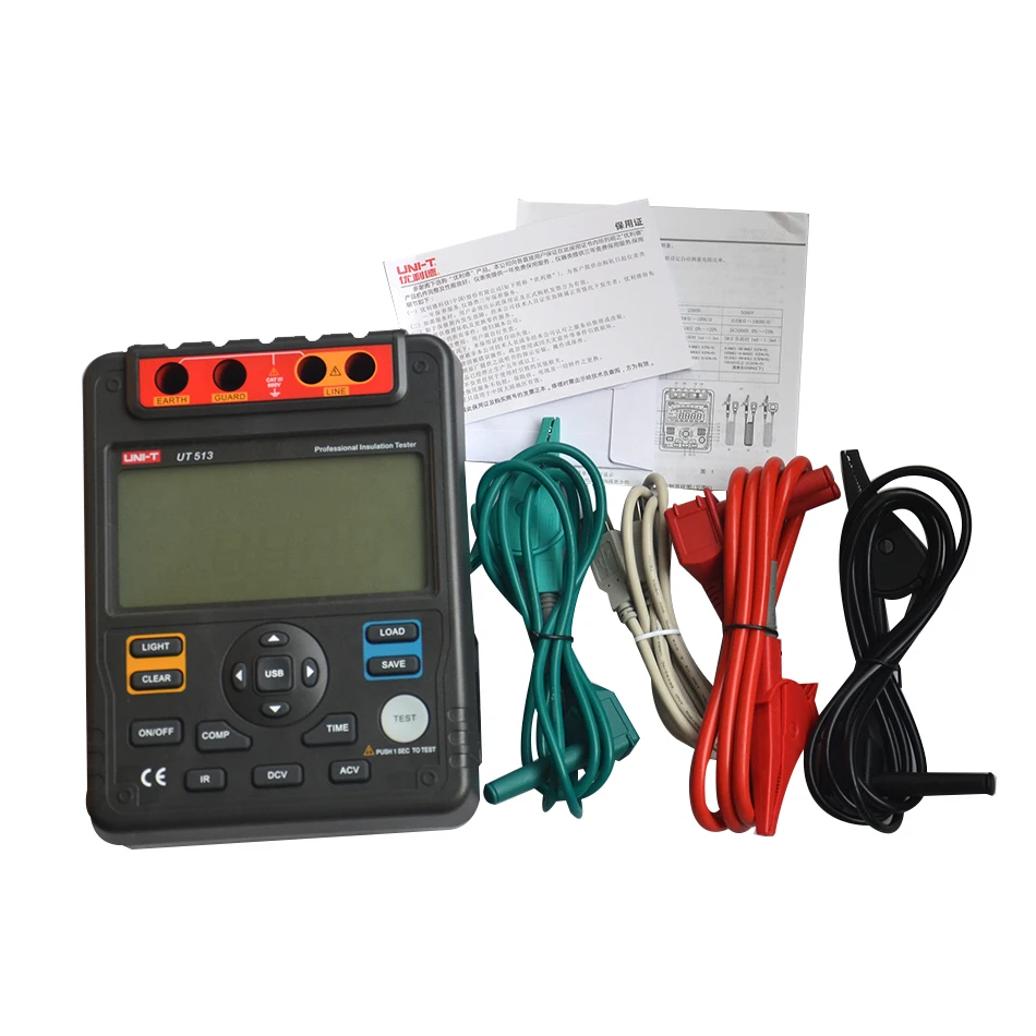 UNI-T UT513 цифровой тестер сопротивления изоляции er тестовый метр Megger 1 M-1000G Ом 5000V и USB интерфейс