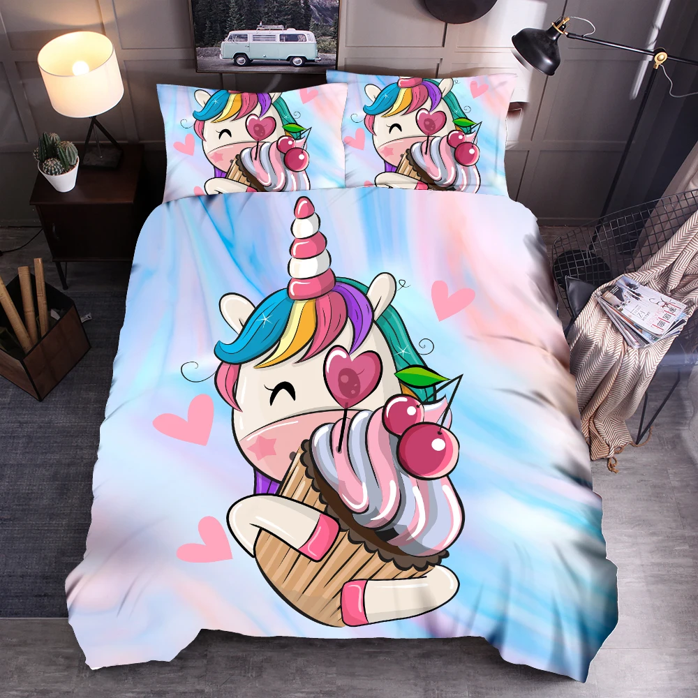 Claroom Cartoon Pink Unicorn Bedding Set Printed Duvet Cover Sets Universe Queen King Quilt Cover Bed Linen HG56# Claroom Cartoon Pink Unicorn Bedding Set Printed Duvet Cover Sets Universe Queen King Quilt Cover Bed Linen HG56#
