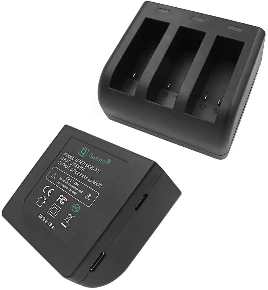 Gonine 3 канальный аккумулятор зарядное устройство для GoPro Fusion ASBBA 001 батареи с