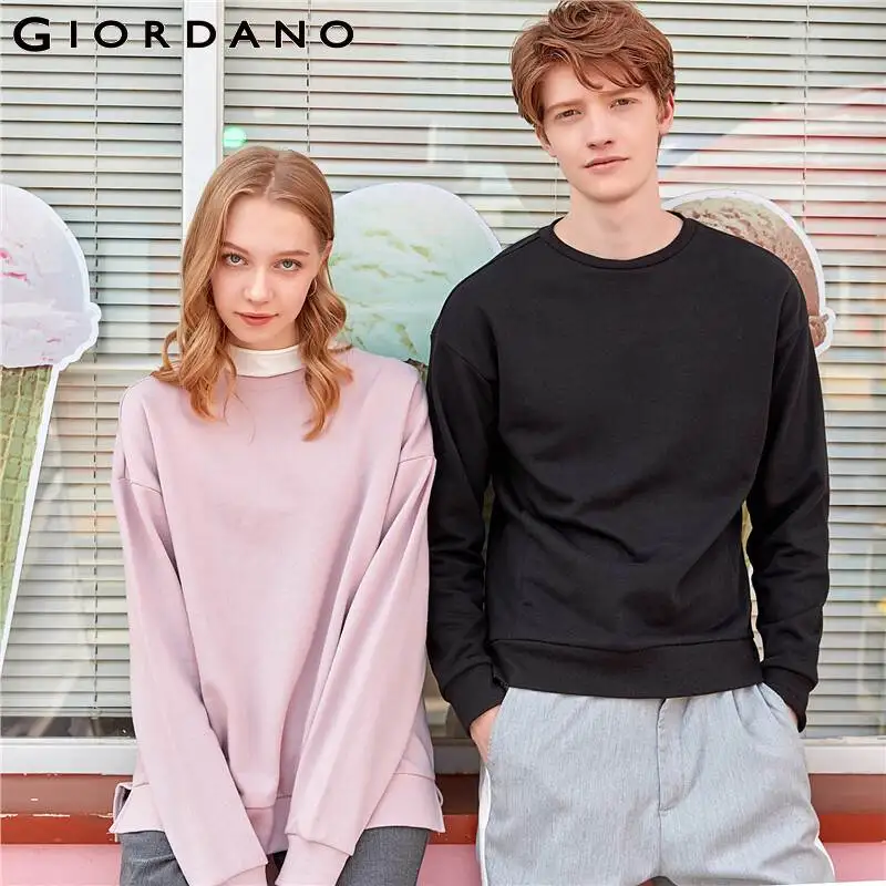 Giordano джемпер унисекс с круглым вырезом под шею и длинными рукавами, имеется несколько цветовых решений