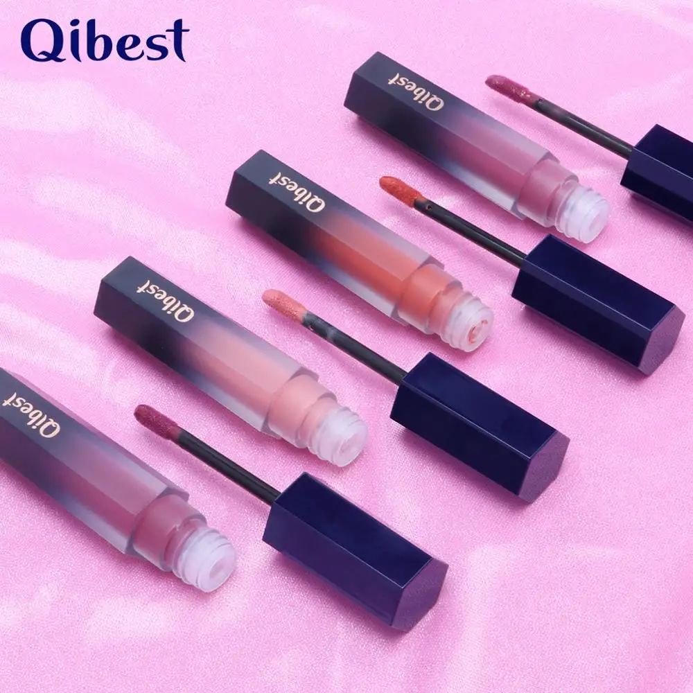 Qibest 12 Color Liquid Lipstick Waterproof Makeup Long Lasting Mate Make Up Nude Lip Gloss Red pink Ultra Matte Lipsticks