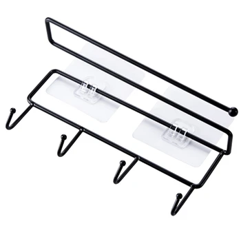 

Kitchen Tools Organizer Iron Storage Rack Bathroom Towels Hanger Roll Paper Holder Cupboard Hanging Shelf Hooks On Wall
