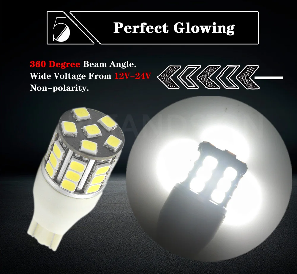 2 шт. 12-24V 600Lm W16W T15 неполярный 2835 30 SMD СВЕТОДИОДНЫЙ резервный свет 921 912 W16W светодиодный лампы заднего хода автомобиля панельная Лампа Белый 0.28A