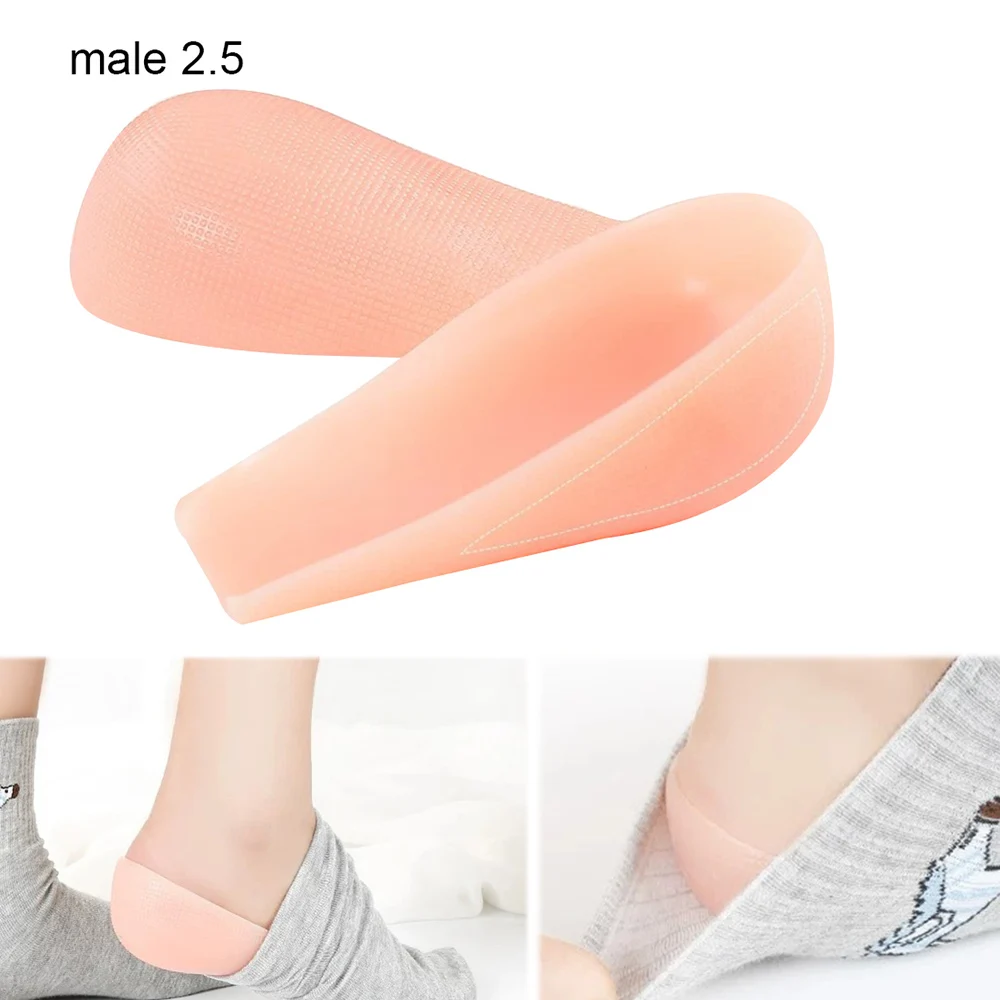 1 pair Unisex Invisible Increase pad soft silicone gel insoles heel Pad Foot massage care Invisible inner Increase insoles light - Цвет: male 2.5cm