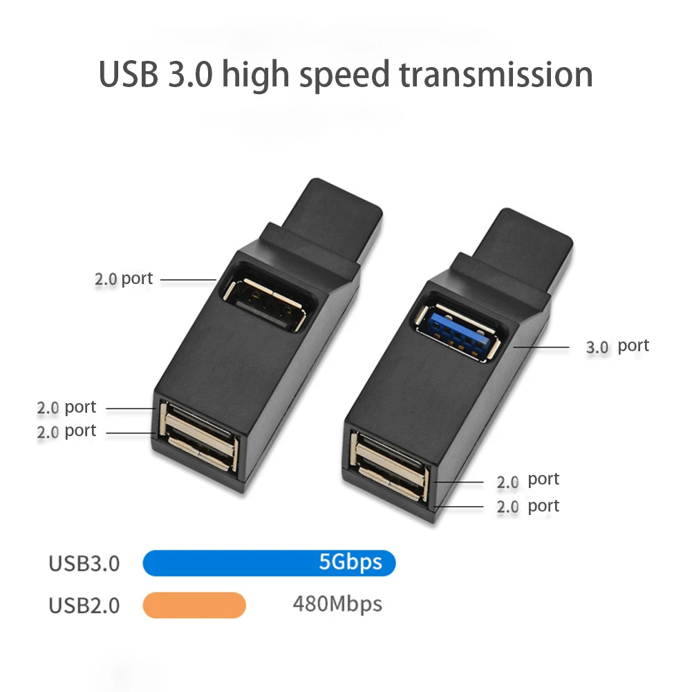Мини 3 порта USB2.0/USB3.0 сплиттер концентратор высокоскоростной передачи данных сплиттер коробка адаптер для ПК ноутбук MacBook Pro Аксессуары