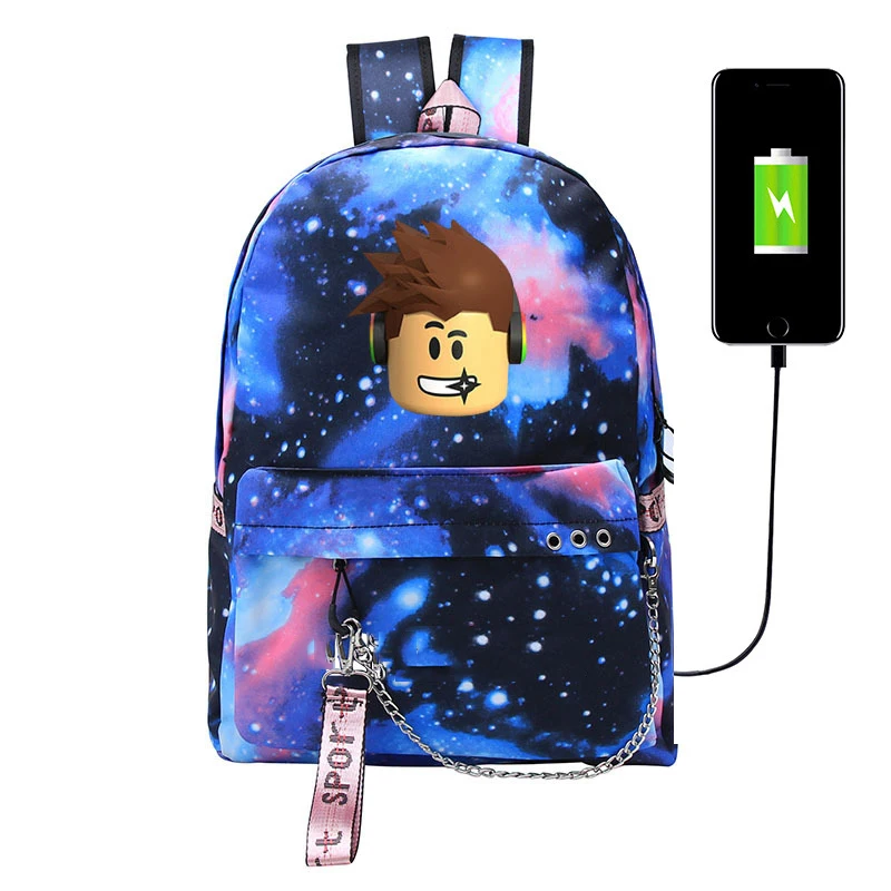 

USB Style Robloxer backpack for teenagers Kids Student Canvas School Bags travel Shoulder Bag Unisex Laptop Bags Kid