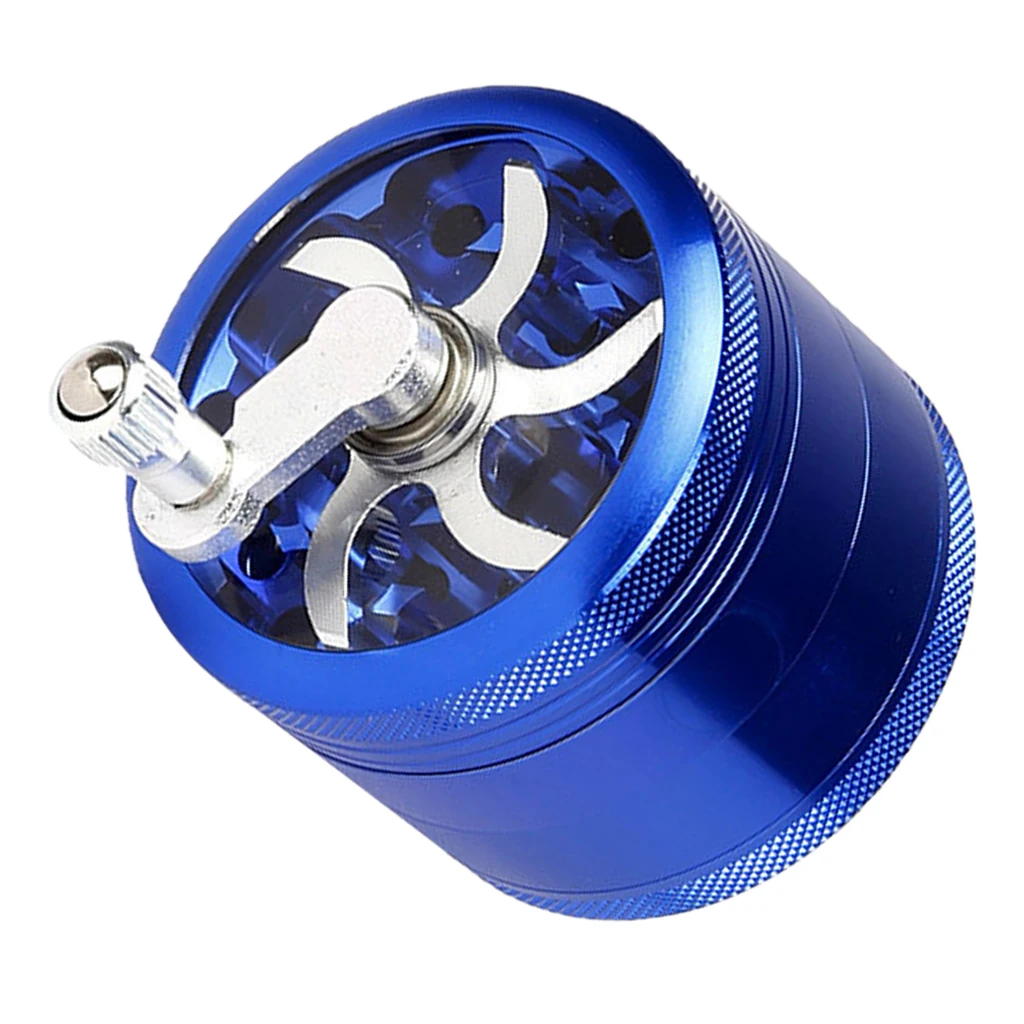 Metal Herb Spice Grinder 4 Parts Hand Crank Herbs Spice Mill Grinder Extra Storage