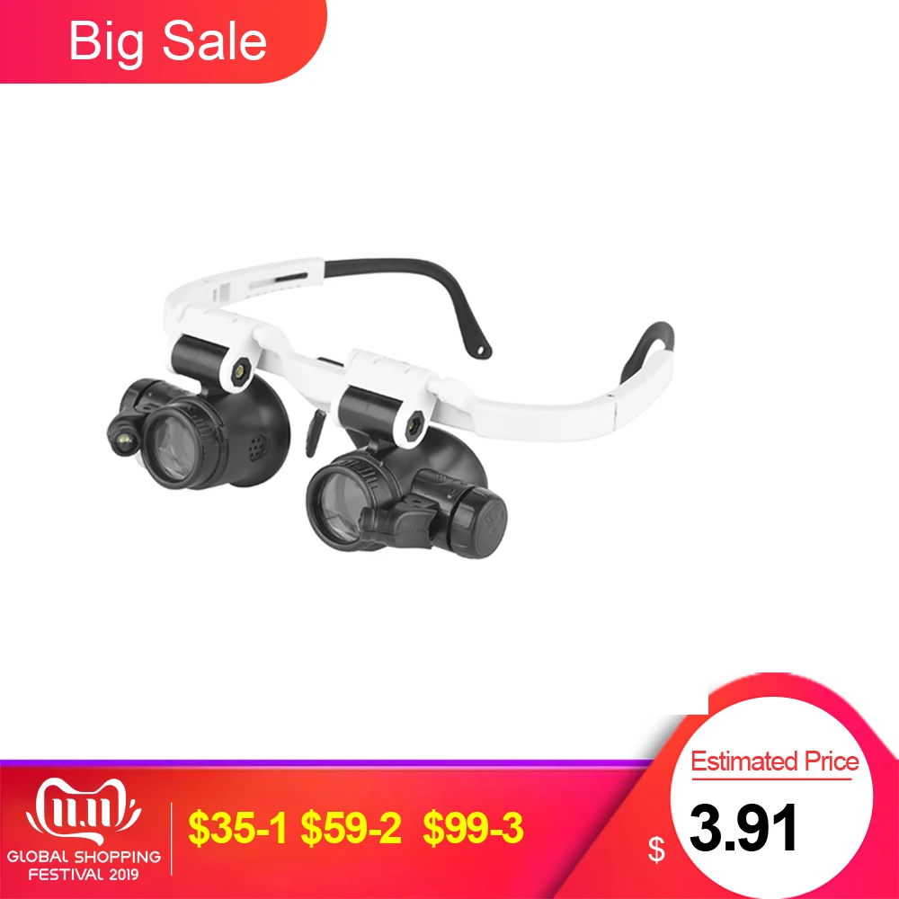

LED Magnifier 8X/15X/23X Double Eye Jewelery Watch Repair Tools 8 Lens LED Lanp Loupes Watchmaker Strap Microscope Glasses