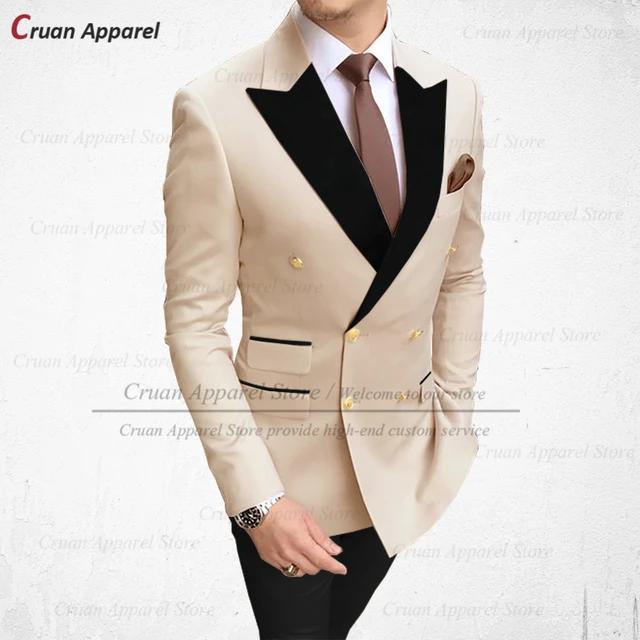 20 Colors Latest Beige Men Suits for Wedding Slim Fit Best Man Groom Tuxedo  Trendy Business Double Breasted Jacket Pants 2Pcs - AliExpress