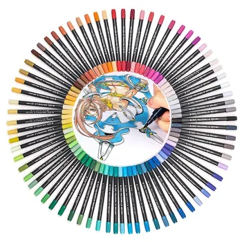 

STA 12/24/36/48/80 Color Dual Tips Watercolor Brush Marker Pen Set with Fineliner Tip for Drawing Design Art Marker Supplies