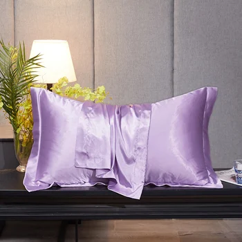

Solid Color Silk Like Pillow Case Elegant Comfortable Satin Room Living Cover Bedroom Pillow Silk Pillowcase Decorative Sham