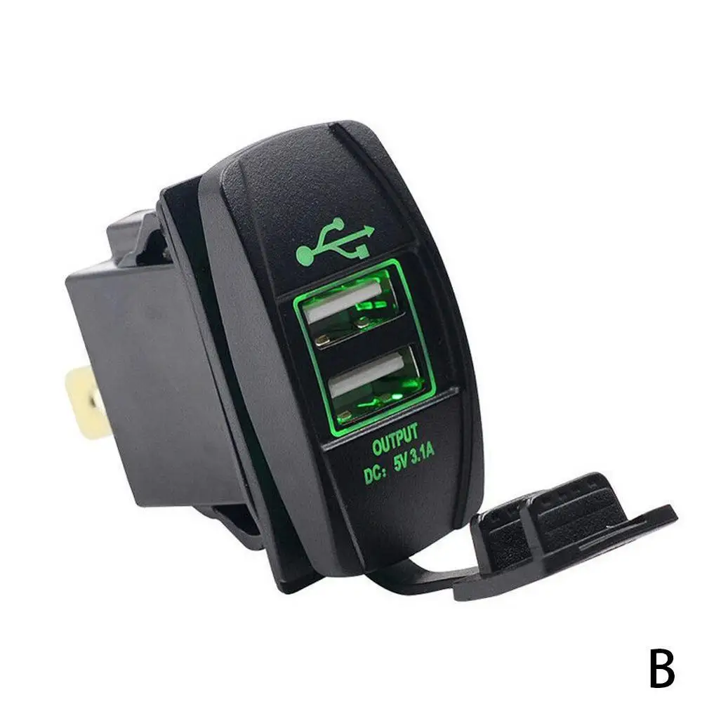 Универсальный светодиодный двойной порт 2 USB 3.1A автомобильное зарядное устройство для мотоцикла розетка адаптер розетка для автомобильного прикуривателя для смартфона Новинка - Цвет: Зеленый