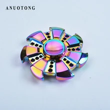 Узор Красочные руки Tri-вертушки-Спиннеры Игрушки сплав EDC сенсорные фидеры для аутизма и детей/игрушки для взрослых