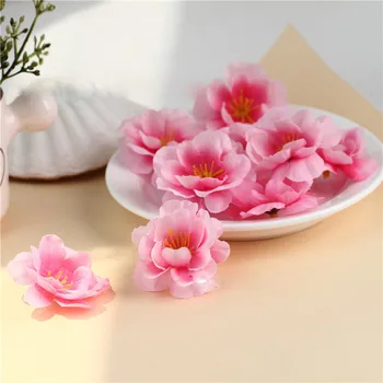 

50pcs/lot Simulation Peach Blossom Head Silk Fake Flowers for Photography Props Peach Flower Petal Diy Wreath Home Decoration