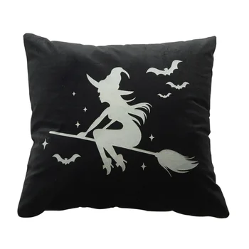 

45x45cm Sofa Home Festival Glow In Dark Case Halloween Decoration Car Pumpkin Witch Zipper Protective Cover