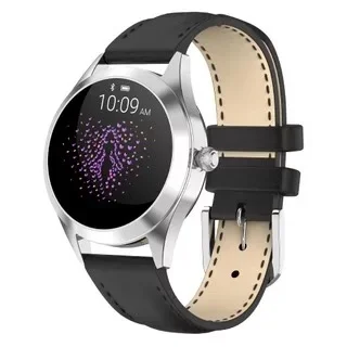 Silver Black Leather Многофункциональные Смарт-часы 1,04 дюймов KW10 Смарт-часы IP68 водонепроницаемый браслет для мониторинга сердечного ритма фитнес-браслет - Цвет: Silver Black Leather