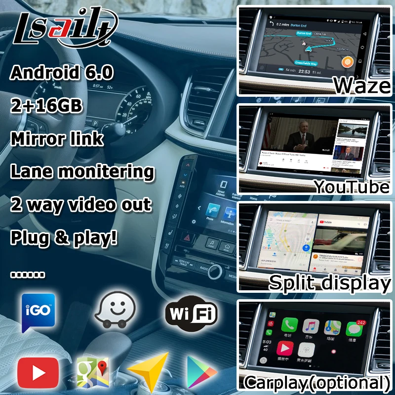 Android/Carplay интерфейсная коробка для Infiniti QX50 видео интерфейс gps навигационная коробка с youtube waze yandex по Lsailt
