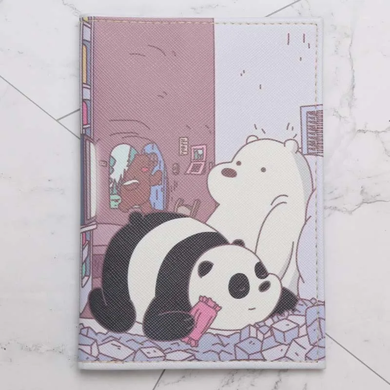 E Принт с героями мультфильмов Kawaii, медведи узор с отделением для паспорта, с отделением для кредитных карт, мы вся правда о медведях выезда за границу универсальный кожаный чехол Обложка для паспорта - Цвет: E