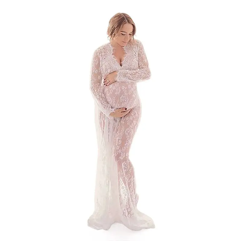 

2020 Pregnancy Dresses Fancy Shooting Photo Pregnant Clothes Photography Props Maxi Lace Maternity Gown Maternity Clothing
