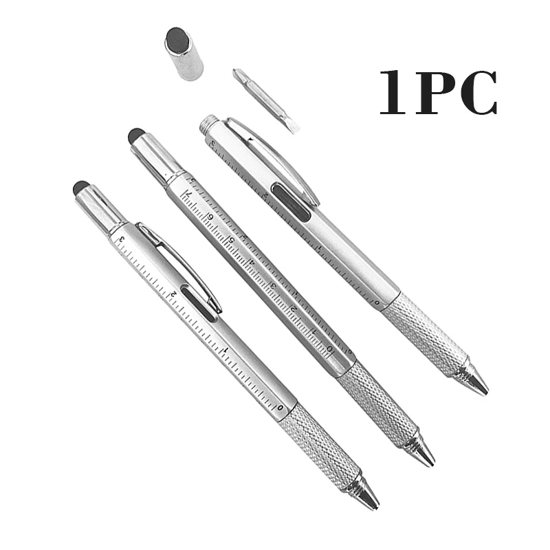 

Durbale Multi Tool Ballpoint Pen 6-in-1 Metal Construction Spirit Level Screwdriver Ruler Capacitor Scale Ballpoint Pen Tools