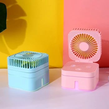 

Mini Rubik's cube humidifying small fan with atmosphere lamp mini office home desktop spray fan humidifier Electric Cooling Fan