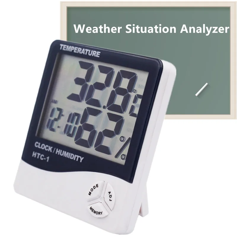 Digital LCD Thermometer und Feuchtemesser Uhr Wecker M2F3 