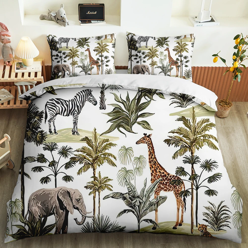 Nordic Style Bedding Set Tropical Plants Bed bedroom 3D Print Queen King Twin Pillowcase Soft Duvet Cover Summer Adult | Дом и сад